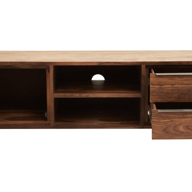 Agra media unit. Acacia wood cabinet.