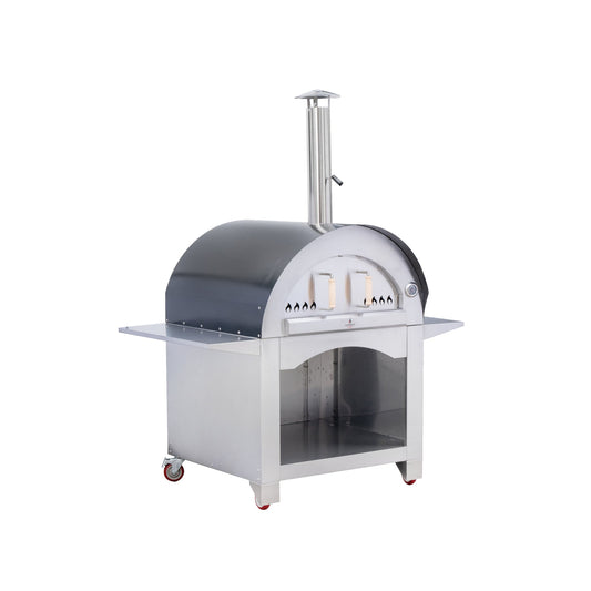 Alfresco Chef Milano wood fired pizza oven.-Pizza oven-Alfresco Chef-Alfresco Chef Milano Wood Fired Pizza Oven The Milano Wood Fired Pizza Oven is your ticket to the best outdoor dining experience. Bringing in a robust construction and a massive 75cm x 85cm cooking area, this bad boy can fit in four pizzas easily. Planning on a feast? No worries—it's also perfect for juicy roasts, crunchy veggies, and flaky bread. You don't need to sweat about food prep either. This oven fires up to over 400°C in just 20 m