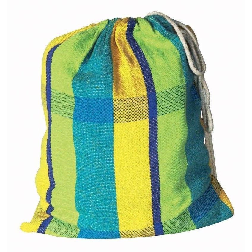 Experience the vibrant hues of a Barbados Lemon Hammock by Amazonas, perfect for adding a splash of color to your space with its plaid pattern and striking blue, green, and yellow stripes. Crafted from premium Brazilian cotton, it combines both style and comfort effortlessly.