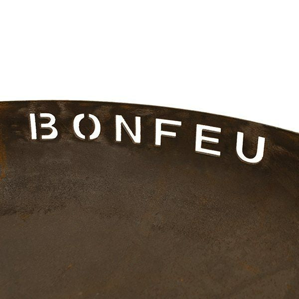 BonFeu BonBowl Plus-Fire Bowl-Bonfeu-BonBowl Plus The BonBowl Plus is a fire bowl from BonFeu. Equipped with handy legs and handles, the fire bowl is easy to move and put away on any surface. Available in 3 diameters, you have plenty of choice for the perfect fire bowl that matches your garden. Because of its timeless design, the BonBowl fits perfectly in both the modern and classic garden. With the decorative cut-out logo, the fire bowl distinguishes itself from all other fire bowls. The raised rim prevent