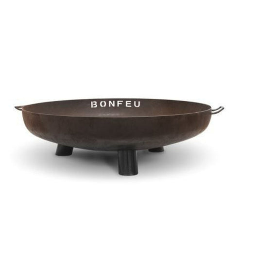 BonFeu BonBowl Plus-Fire Bowl-Bonfeu-BonBowl Plus The BonBowl Plus is a fire bowl from BonFeu. Equipped with handy legs and handles, the fire bowl is easy to move and put away on any surface. Available in 3 diameters, you have plenty of choice for the perfect fire bowl that matches your garden. Because of its timeless design, the BonBowl fits perfectly in both the modern and classic garden. With the decorative cut-out logo, the fire bowl distinguishes itself from all other fire bowls. The raised rim prevent