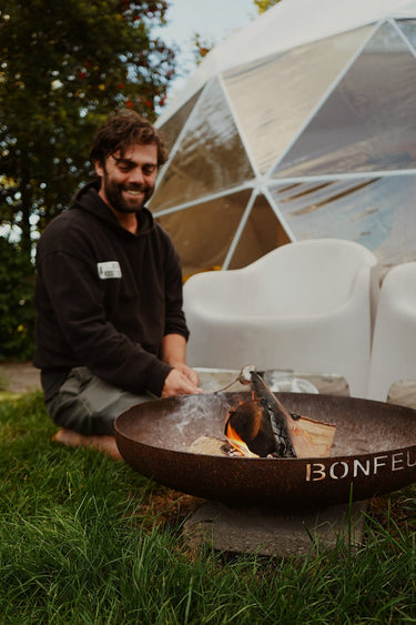 BonFeu - BonBowl. Corteen steel fire bowl. Outdoor cooking and fireplace.