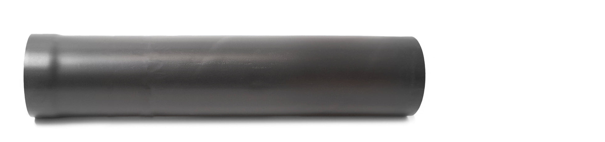 A long, cylindrical BonFeu Stove pipe from the brand Bonfeu is positioned horizontally against a white background. The stove pipe features a smooth surface and uniform black color, with one end slightly tapered.