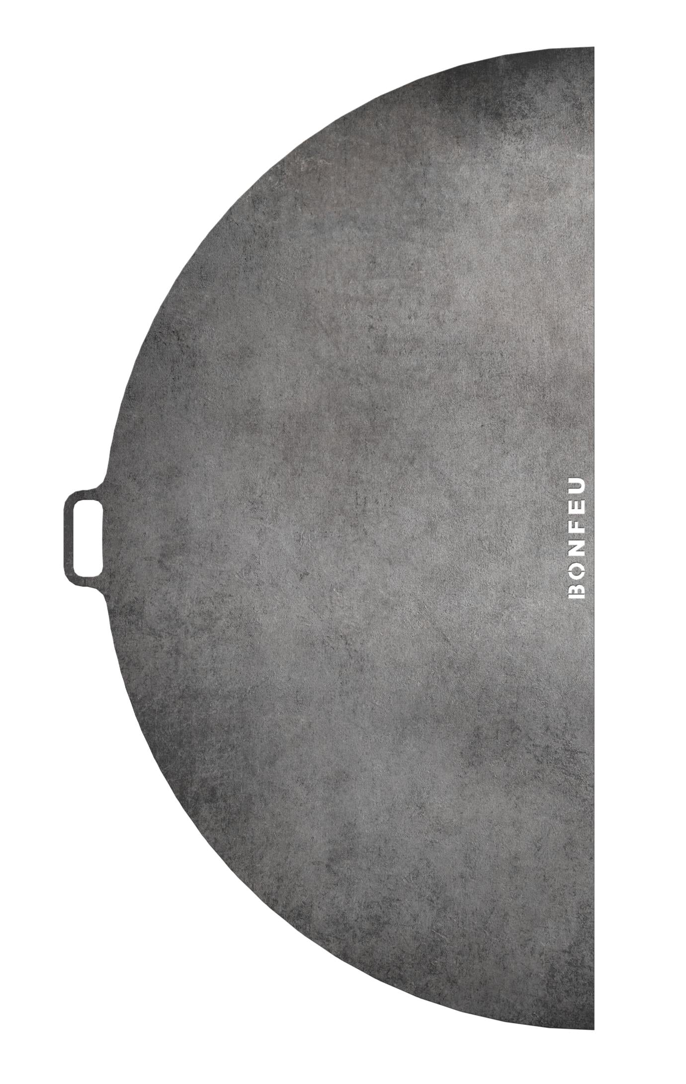 Bonfeu BonPlancha Half Circle.-Bonfeu accessories-Bonfeu-The BonPlancha half circle is made to create a unique barbecue experience. It’s available in four sizes (Ø 60cm, Ø 80cm, Ø100cm, Ø 120cm) and is made into a half circle. The BonPlancha is made out of steel and executed with a handle for easy and optimal use. As this is only half a plancha circle, the other side of the fire bowl can still be used for something else. For example, you could put the BonGrill half circle on the other side or put nothing on