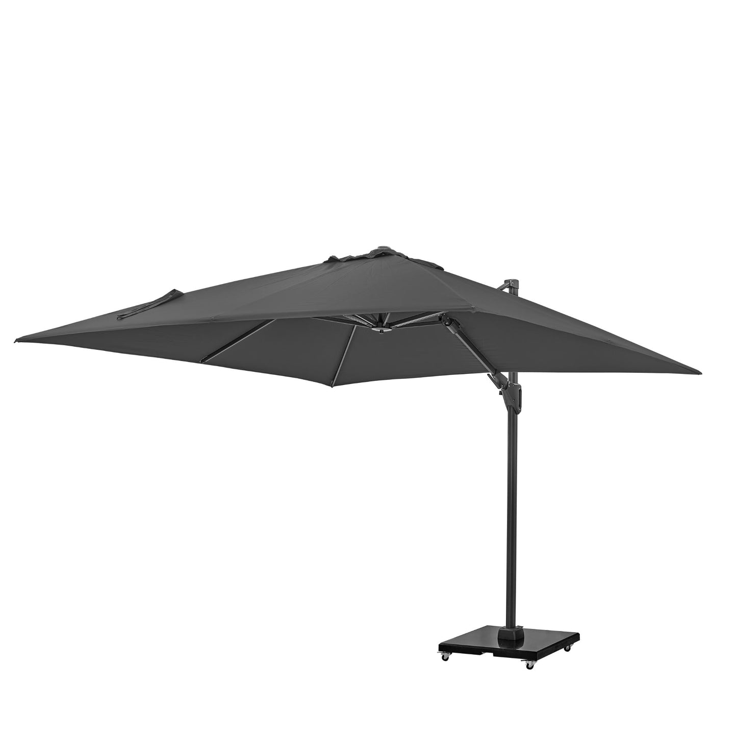 Challenger T2 3m Square Anthracite Free Arm Parasol. Outdoor.-Parasol-Pacific lifestyle-The Challenger T2 is a free-arm parasol that offers a stylish and deluxe design, engineered with comfort in mind. Our T2 Parasols offer a double tilt system ensuring the full movement of the parasol without any movement of the base. You can tilt the parasol from side to side or backward and forwards, and it can be held easily at any angle by simply locking it into place with a handy lever. The parasol can be moved around