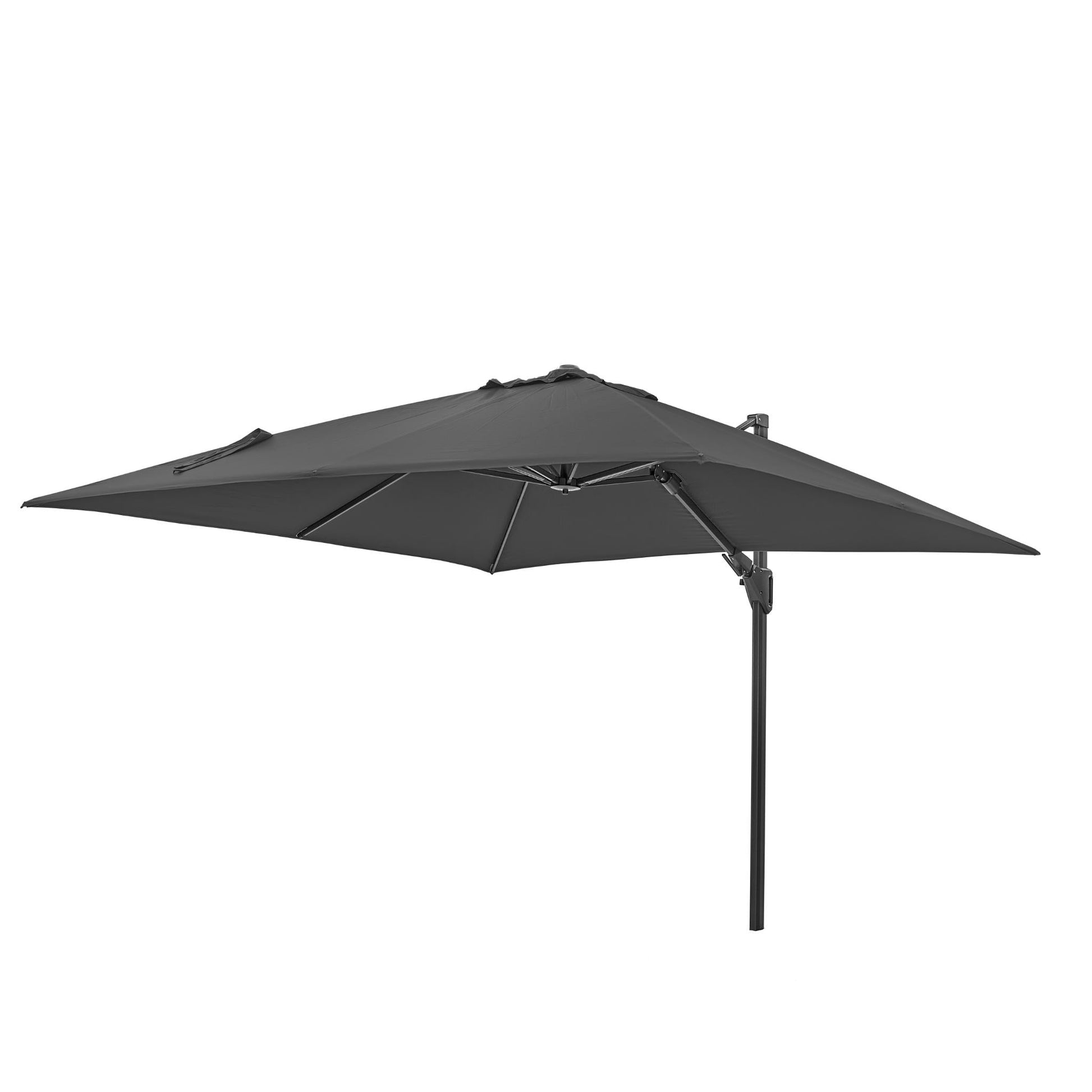 Challenger T2 3m Square Anthracite Free Arm Parasol. Outdoor.-Parasol-Pacific lifestyle-The Challenger T2 is a free-arm parasol that offers a stylish and deluxe design, engineered with comfort in mind. Our T2 Parasols offer a double tilt system ensuring the full movement of the parasol without any movement of the base. You can tilt the parasol from side to side or backward and forwards, and it can be held easily at any angle by simply locking it into place with a handy lever. The parasol can be moved around