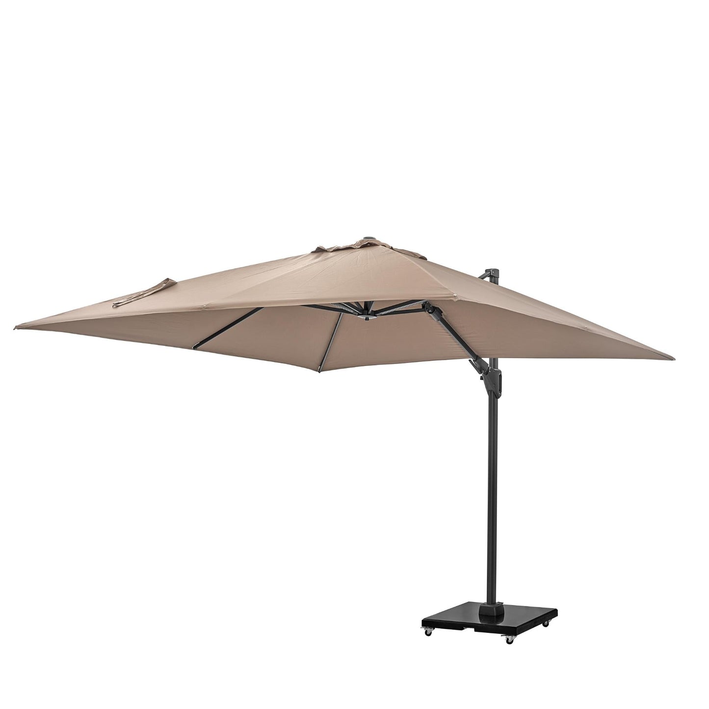 Challenger T2 3m Square Taupe Free Arm Parasol. Outdoor living-Parasol-Pacific lifestyle-The Challenger T2 is a free-arm parasol that offers a stylish and deluxe design, engineered with comfort in mind. Our T2 Parasols offer a double tilt system ensuring the full movement of the parasol without any movement of the base. You can tilt the parasol from side to side or backward and forwards, and it can be held easily at any angle by simply locking it into place with a handy lever. The parasol can be moved aroun