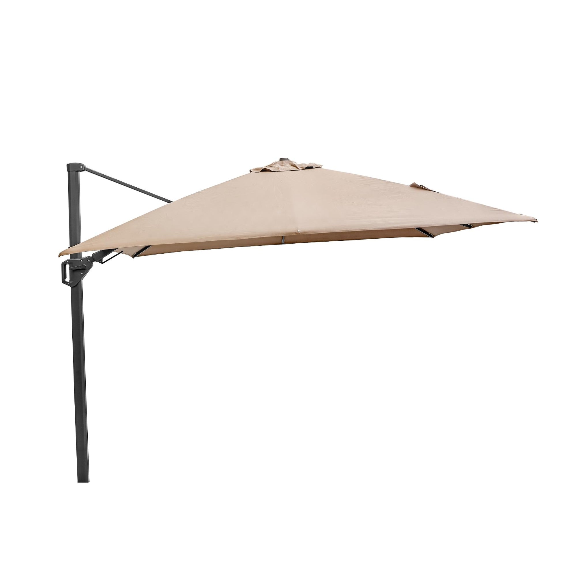 Challenger T2 3m Square Taupe Free Arm Parasol. Outdoor living-Parasol-Pacific lifestyle-The Challenger T2 is a free-arm parasol that offers a stylish and deluxe design, engineered with comfort in mind. Our T2 Parasols offer a double tilt system ensuring the full movement of the parasol without any movement of the base. You can tilt the parasol from side to side or backward and forwards, and it can be held easily at any angle by simply locking it into place with a handy lever. The parasol can be moved aroun