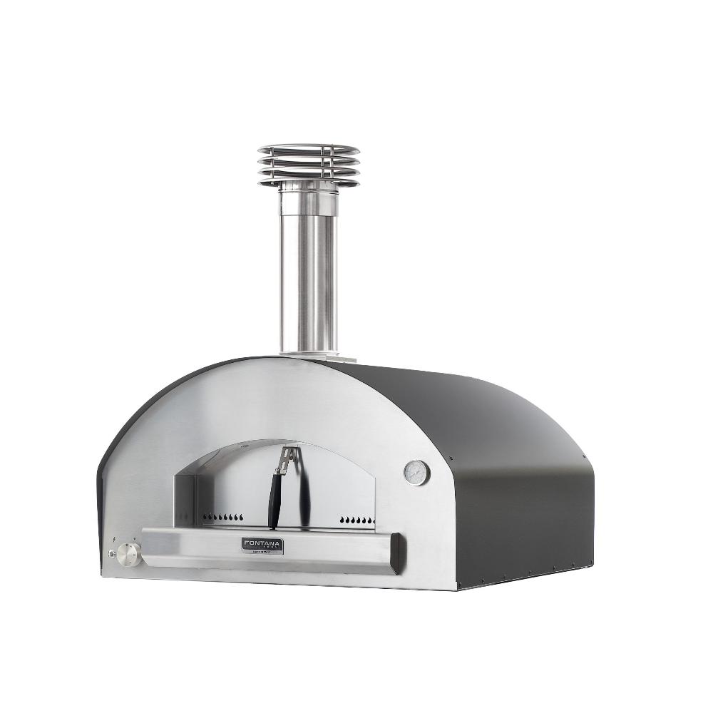 Fontana Marinara Countertop Dual Fuel Pizza Oven-Pizza oven-Fontana Forni-Firstly, the Fontana Marinara Gas Pizza Oven is a beautiful design which is a high quality and high performance gas fired oven with a large 80×80 cm cooking chamber and manufactured almost entirely from 304 grade stainless steel. Moreover, this oven has a stunning finish. Above all, this also comes with wood-holder plate, fire tool, 304 grade stainless steel flue pipe with adjustable smoke exit valve & chimney top and a cooking chambe