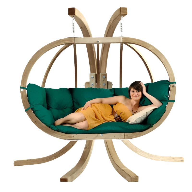 Globo Royal Double Seater Hanging Chair Set-Set-Amazonas-Recommended For: Those who want an elegant addition to their household. Suitable for use indoors or outdoors. Because: The frame is made from multiple layers of weatherproof spruce wood treated to provide protection from weathering, insects, and fungi. The metal fixings are galvanised which means they will not rust. Instructions for use of hammock or hanging chair frames made of spruce or larch wood More info on the quality of Amazonas wooden stands I