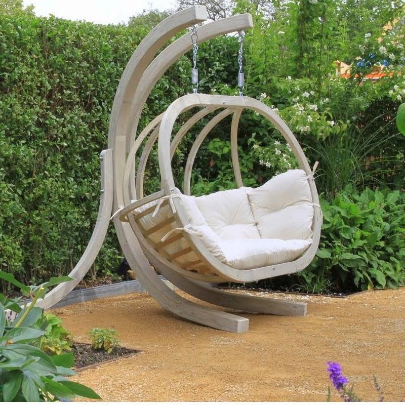 Globo Royal Double Seater Hanging Chair Set-Set-Amazonas-Recommended For: Those who want an elegant addition to their household. Suitable for use indoors or outdoors. Because: The frame is made from multiple layers of weatherproof spruce wood treated to provide protection from weathering, insects, and fungi. The metal fixings are galvanised which means they will not rust. Instructions for use of hammock or hanging chair frames made of spruce or larch wood More info on the quality of Amazonas wooden stands I