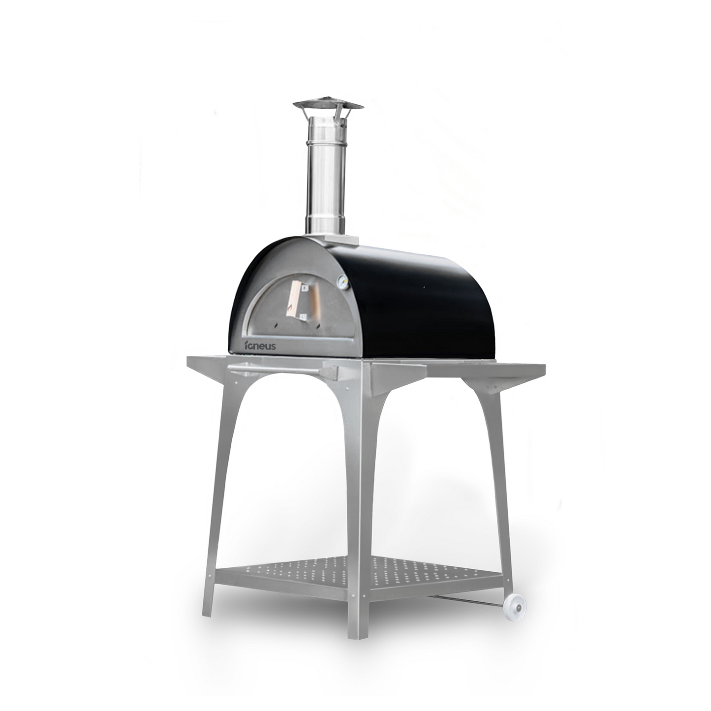 Igneus Bambino Wood Fired Pizza Oven-Pizza oven-Igneus-Igneus Bambino Wood Fired Pizza Oven Medium in size but big in function, the Igneus Bambino Pizza Oven houses a cooking area of 500x500mm. It cooks a 14" pizza in just a minute and can easily fit in a large baking tray or roasting pan. Fancy a hearty lasagna for dinner? Done. Baked potatoes on the side? Sure. This oven is designed to produce perfectly cooked meals and offer a convenient cooking process. The insulation allows for use on most surfaces tha