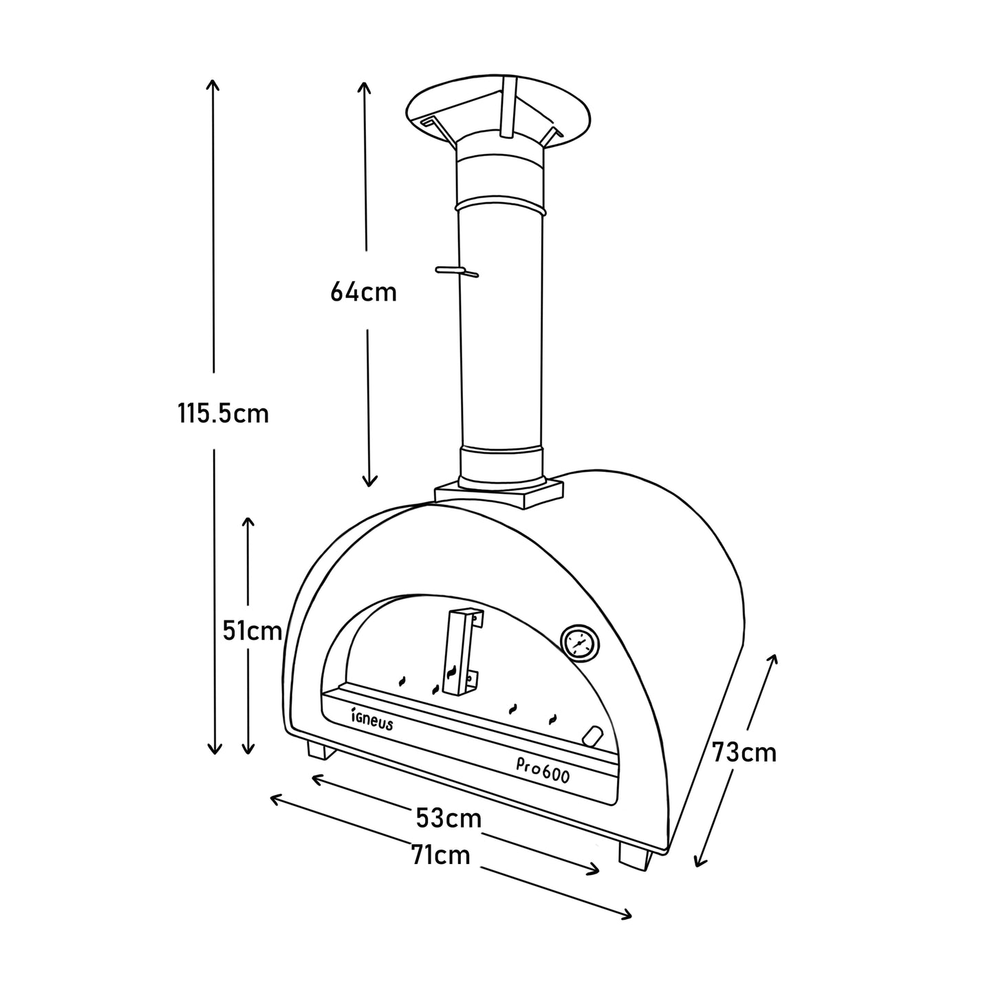 Igneus Pro 600 Wood Fired Pizza Oven-Pizza oven-Igneus-Igneus Pro 600 Wood Fired Pizza Oven Loved our Classico Oven? You'll be extra-thrilled with the Igneus Pro 600 Wood Fired Pizza Oven for sure. Equipped with thicker insulation, it retains heat for up to 7 hours, making it ideal for light professional use. This allows you to save time, fuel and effort as well, so you get to spend more time enjoying your gathering instead of constantly adjusting your oven. Taller for enhanced ventilation, the increased sp