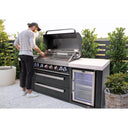 Mont Alpi - Outdoor kitchen. Black 6 burner island with fridge.