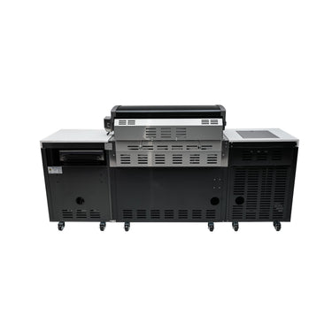 Mont Alpi - Outdoor kitchen. Black 6 burner island with fridge.