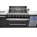 Mont Alpi - Outdoor kitchen. Black 6 burner island with fridge.