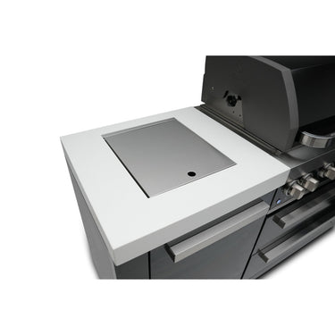 Mont Alpi - Outdoor kitchen. Black 6 burner island with fridge.