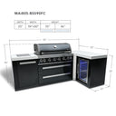 Mont Alpi - Outdoor kitchen. Black 90 degree island with fridge.