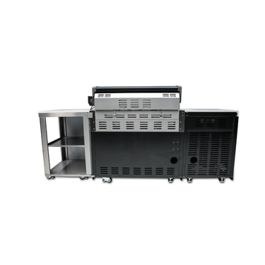 Mont Alpi - Outdoor kitchen. Black 90 degree island with fridge.