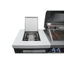 Mont Alpi - Outdoor kitchen. Black 90 degree island with fridge.