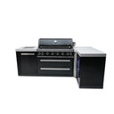 Mont Alpi - Outdoor kitchen. Black 90 degree island with fridge.