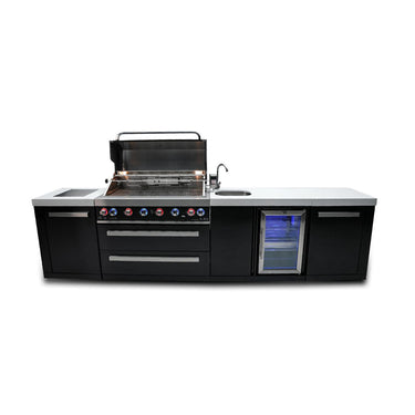 Mont Alpi - Outdoor kitchen. Black island with beverage center.