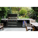 Mont Alpi - Outdoor kitchen. Black island with beverage center.