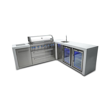 Mont Alpi - Outdoor kitchen. Deluxe 6 burner 90 degree island, with beverage center and fridge.