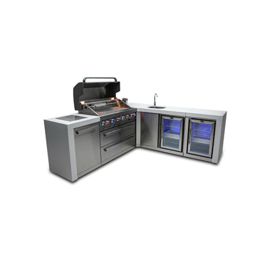 Mont Alpi - Outdoor kitchen. Deluxe 6 burner 90 degree island, with beverage center and fridge.