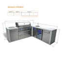 Mont Alpi - Outdoor kitchen. Deluxe 6 burner 90 degree island, with beverage center.