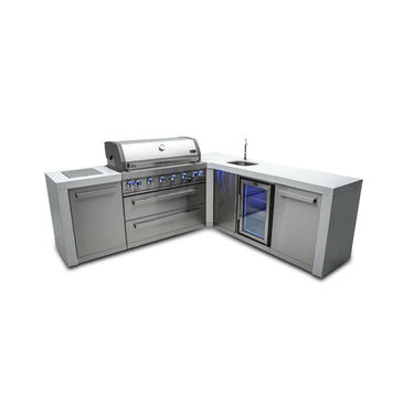 Mont Alpi - Outdoor kitchen. Deluxe 6 burner 90 degree island, with beverage center.