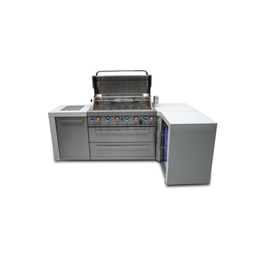 Mont Alpi - Outdoor kitchen. Deluxe 6 burner 90 degree island, with fridge.