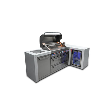 Mont Alpi - Outdoor kitchen. Deluxe 6 burner 90 degree island, with fridge.