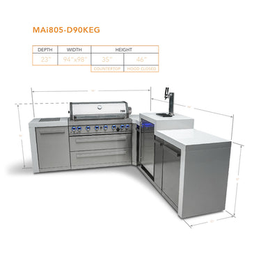 Mont Alpi - Outdoor kitchen. Deluxe 6 burner 90 degree island, with kegerator.