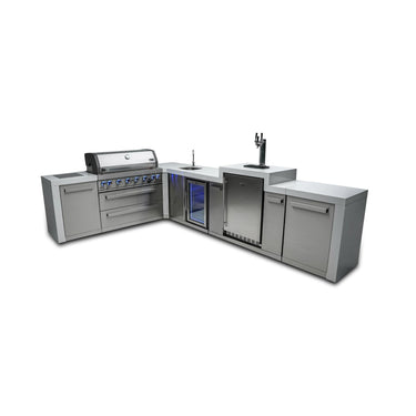 Mont Alpi - Outdoor kitchen. Deluxe 6 burner 90 degree, with kegerator and beverage center.
