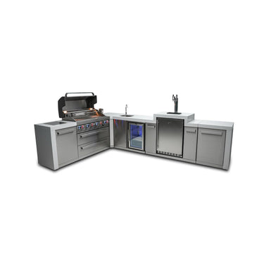 Mont Alpi - Outdoor kitchen. Deluxe 6 burner 90 degree, with kegerator and beverage center.