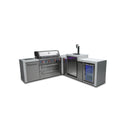 Mont Alpi - Outdoor kitchen. Deluxe 6 burner island with 90 degree corner, kegerator and fridge.