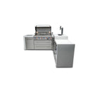 Mont Alpi - Outdoor kitchen. Deluxe 6 burner island with 90 degree corner, kegerator and fridge.