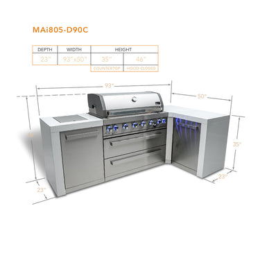 Mont Alpi - Outdoor kitchen. Deluxe 6 burner island with 90 degree corner.