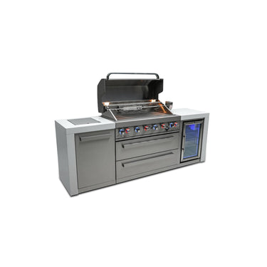Mont Alpi - Outdoor kitchen. Deluxe 6 burner island with a fridge.