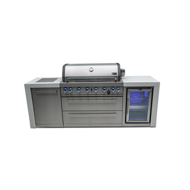 Mont Alpi - Outdoor kitchen. Deluxe 6 burner island with a fridge.