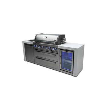 Mont Alpi - Outdoor kitchen. Deluxe 6 burner island with a fridge.