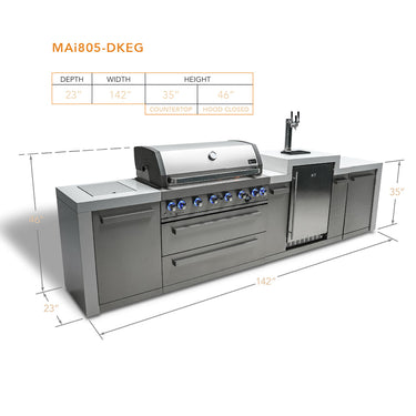 Mont Alpi - Outdoor kitchen. Deluxe 6 burner island with a kegerator.