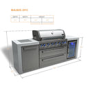 Mont Alpi - Outdoor kitchen. Deluxe 6 burner island with fridge.