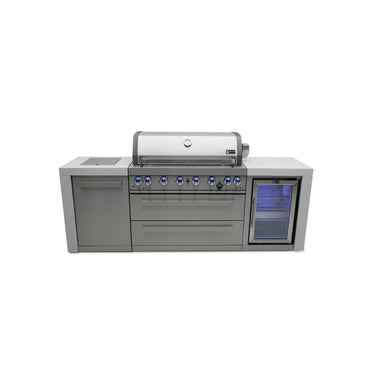 Mont Alpi - Outdoor kitchen. Deluxe 6 burner island with fridge.