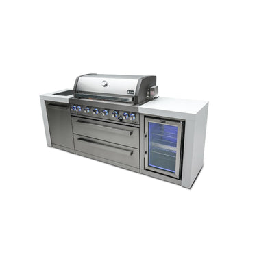 Mont Alpi - Outdoor kitchen. Deluxe 6 burner island with fridge.