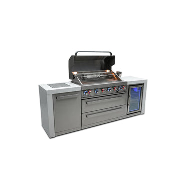 Mont Alpi - Outdoor kitchen. Deluxe 6 burner island with fridge.
