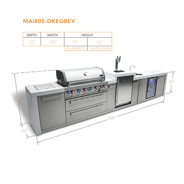 Mont Alpi - Outdoor kitchen. Deluxe 6 burner island with kegerator and beverage center.