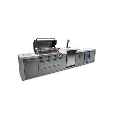 Mont Alpi - Outdoor kitchen. Deluxe 6 burner island with kegerator and beverage center.