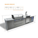 Mont Alpi - Outdoor kitchen. Deluxe 6 burner island with kegerator and fridge.